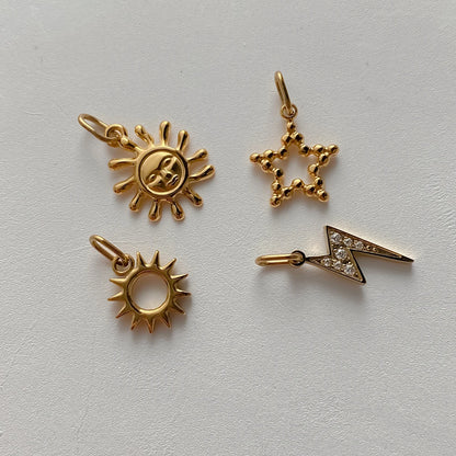 Modessie Star Sun Pendant Charms for Earrings Necklace Making Supplies Stainless Steel Gold-Plated  Diy