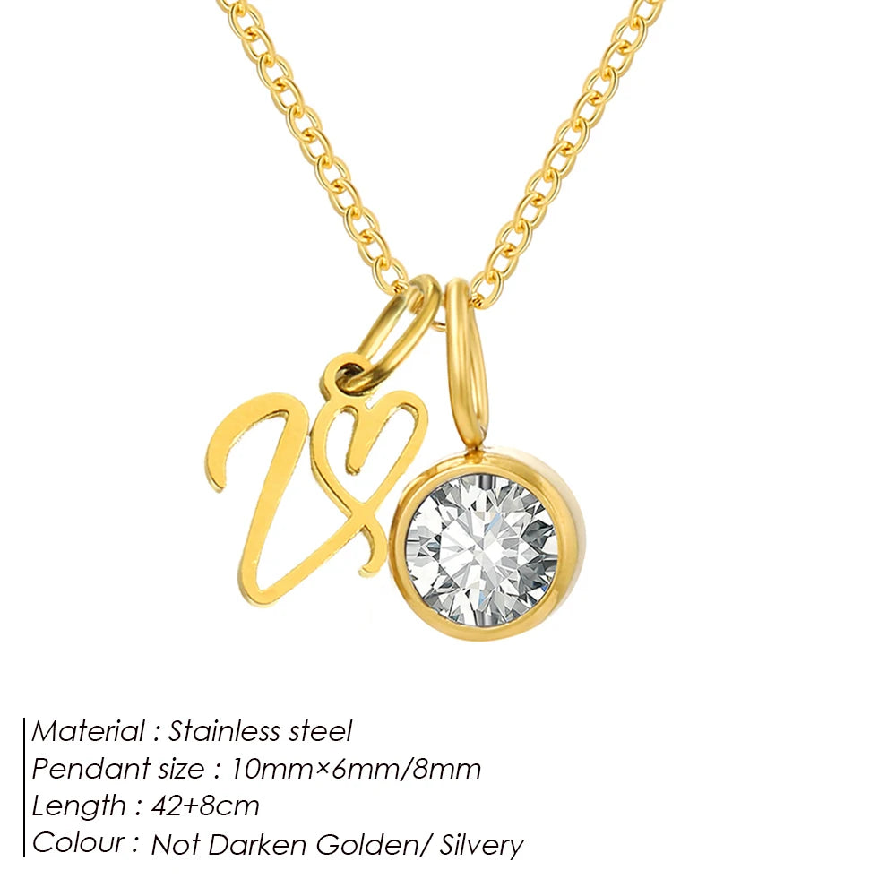 Modessie Light Luxury  Necklace Artistic Initials A-Z Pendant Ladies Minimalist Jewelry Gifts Stainless Steel Jewelry