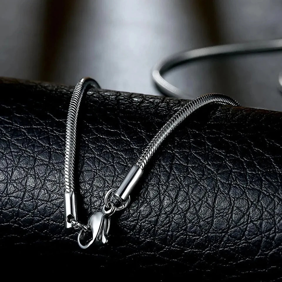 Modessie Silver Color Snake Chain Choker For Women Men Stainless Steel Necklace Minimalist Collar Jewelry  Party Gift