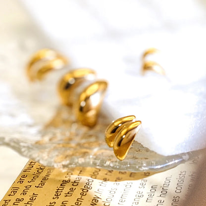 Modessie Steel color Gold color Simple Women Chunky Hoops Earrings Gift Fashion Jewelry Stainless  Round Smooth Thick Hoop