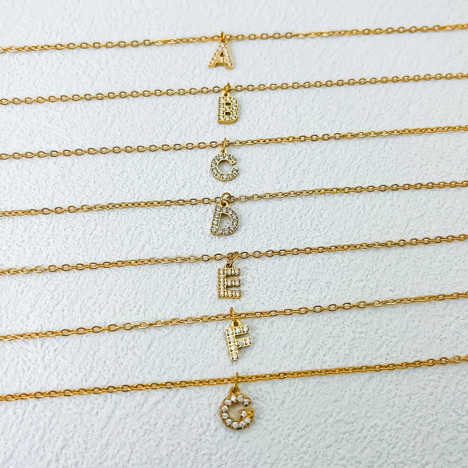 Modessie Stainless Steel Flat Snake Chain Initial Necklace Name Customized Choker Necklace Women's Jewelry