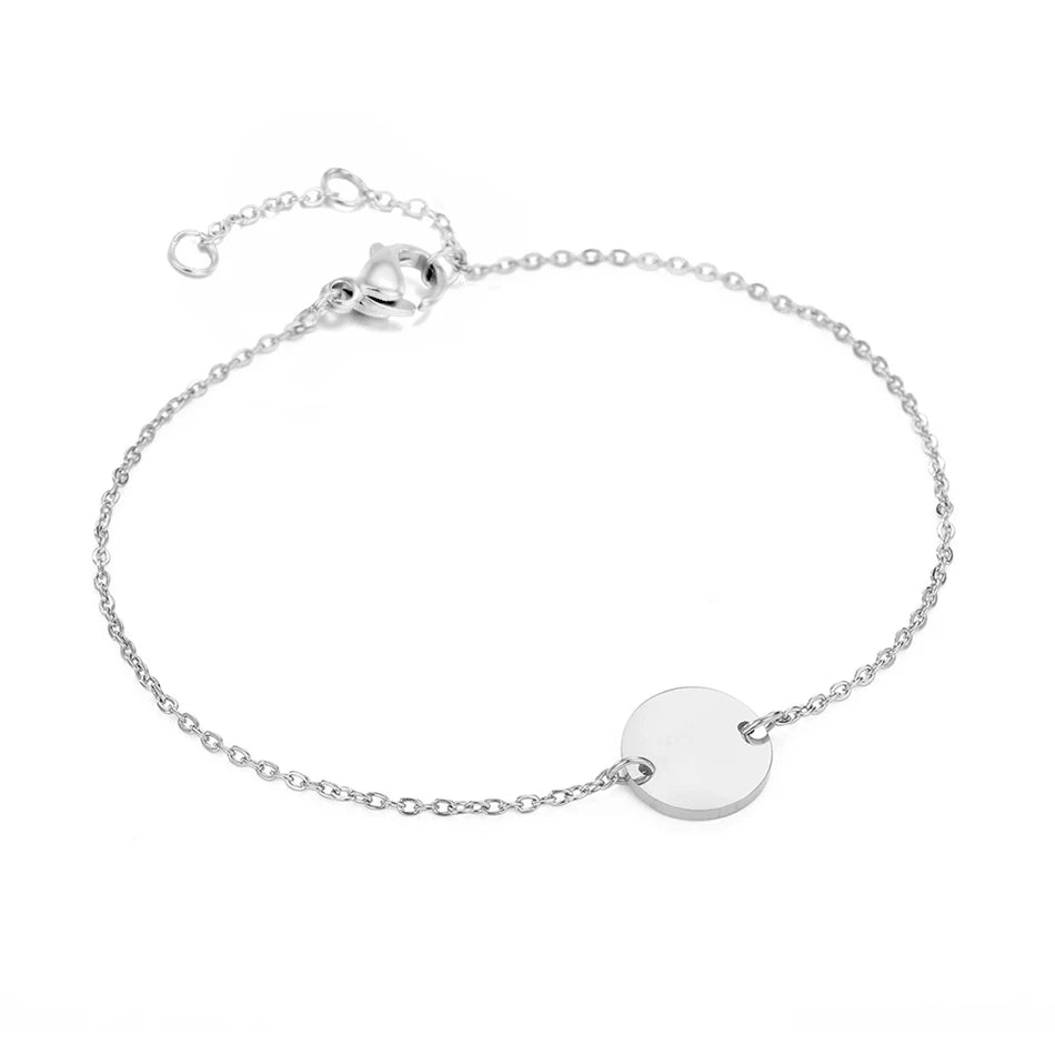 Modessie Stainless Steel Bracelets for Women Adjustable Chain Charm Bracelets Women Minimalist Round Bracelet Jewellery