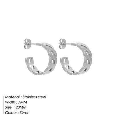 Modessie Stainless Steel Metal Chain Hoop Earrings For Women Fashion  Jewelry Temperament Girls Daily Wear Earrings