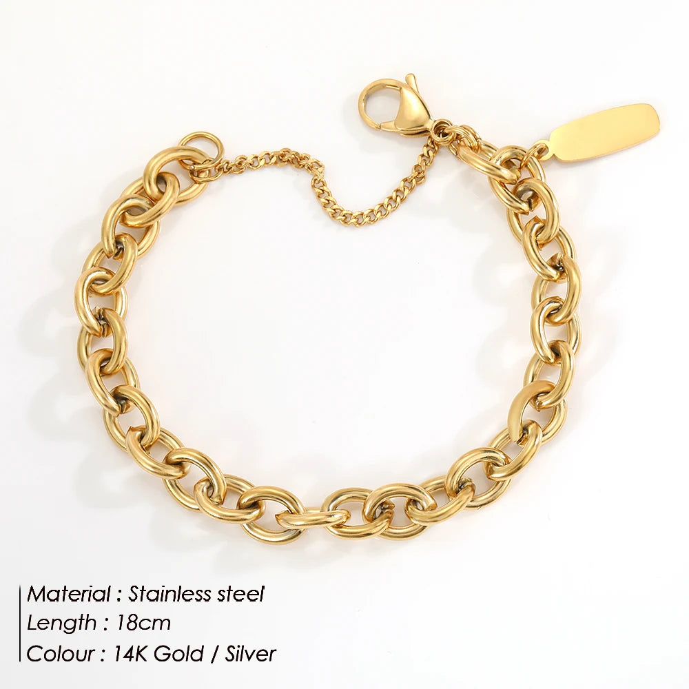 Modessie Handmade Chain Fashion Jewelry  Punk Stainless Steel Chain BraceletWomen Gift Wedding Bracelet Birthday Party