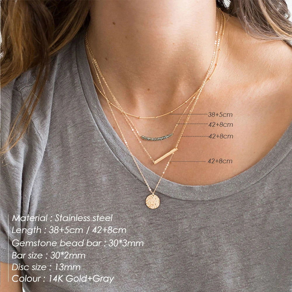 Modessie Fashion Layered Chain Necklace Gold color  Chain Imitation pearls Necklace for Women Geometric Female  Chokers Necklaces