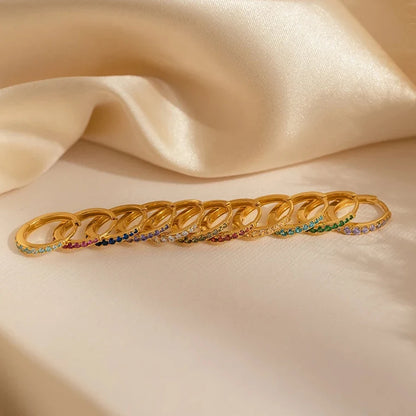 Modessie Stainless Steel Birthstone Earrings Minimalist Huggie Hoop Earrings For Women Tiny Round Circle Unisex