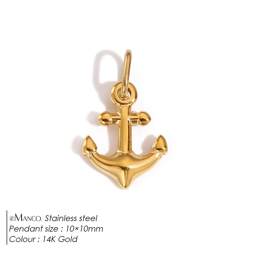 Modessie Fashion Marine Animals Charms Shell Fish Tail Hippocampus Japonicus Stainless Steel Pendants For Jewelry