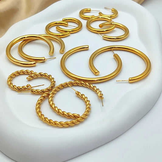 Modessie Vintage Spiral Twist Hoop Earrings For Women  Earrings Trendy Gold Color Earrings Jewelry Pendientes