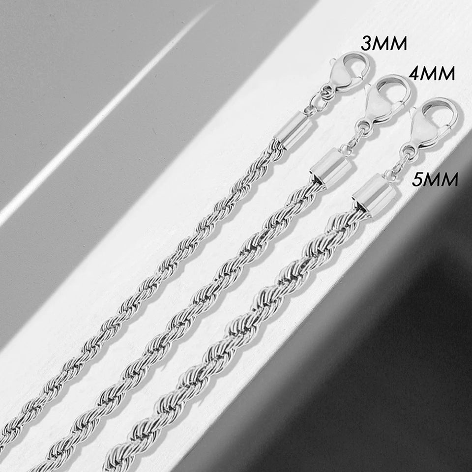 Modessie Silver Color Rope Chain Link Anklets Stainless Steel for Women Foot Accessorie Summer Beach Barefoot Sandals Bracelet