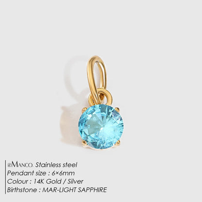 Modessie Stainless  Pendant Necklace Round Zircon Pendant Charms for Diy Necklace Bracelet Jewelry