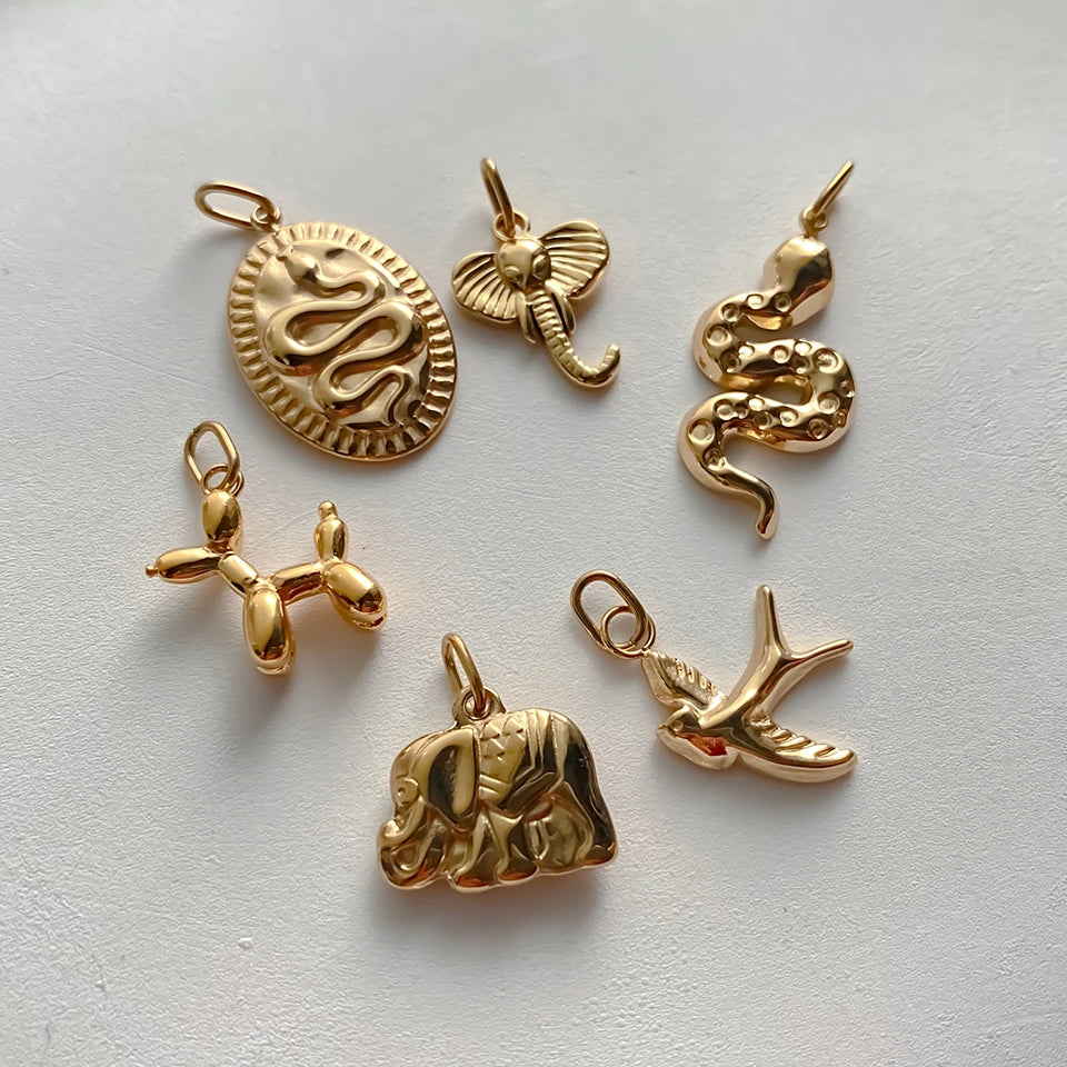 Modessie Stainless Steel Animal Snake Pendant Diy Charms for Necklace Bracelet Dangle  for Jewelry Making DIY Jewelry