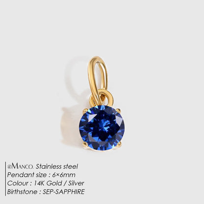 Modessie Stainless  Pendant Necklace Round Zircon Pendant Charms for Diy Necklace Bracelet Jewelry