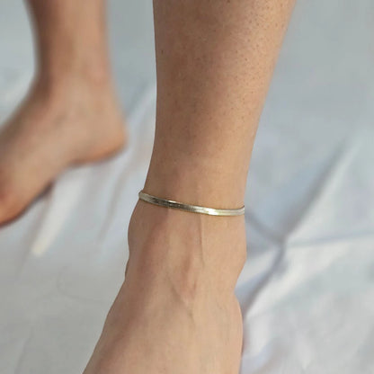 Modessie Silver Color Snake Chain Anklet for Women Beach Chain Ankle Gifts Stainless Steel NotAllergic