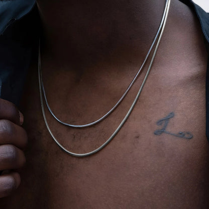 Modessie Silver Color Snake Chain Choker For Women Men Stainless Steel Necklace Minimalist Collar Jewelry  Party Gift