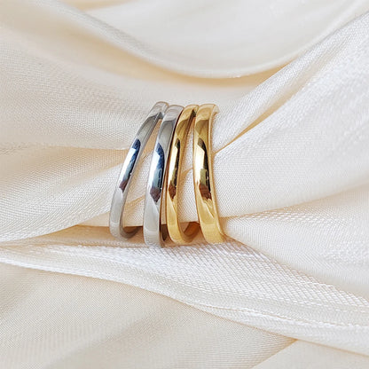 Modessie Women’s Ring – Retro Minimalist Gold or Silver Stainless Steel Jewelry