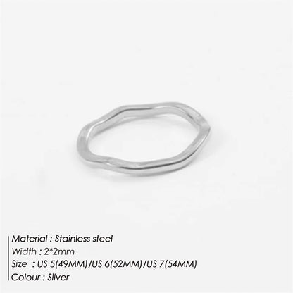 Modessie Gold Color /Silver Color Irregular Wave Rings Trendy Simple Geometric Handmade Jewelry for Women Couple