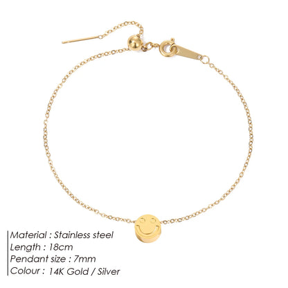 Modessie Stainless Steel Chain Bracelet – Gold or Silver Plated with Round Charm – 20 Design Options