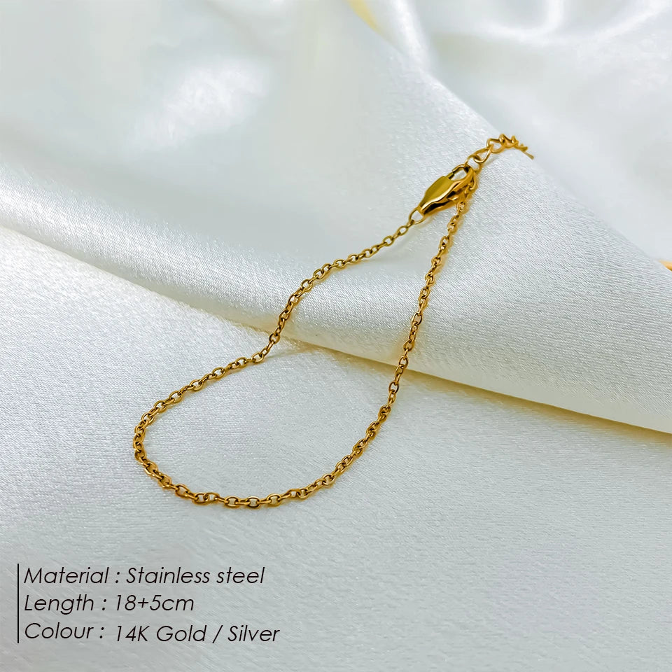 Modessie High Quality Gold-Plated Stainless Steel Fine Chain Anklet Adjustable Classic Upgrade Lobster Buckle Jewelry