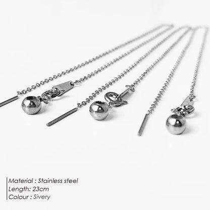 Modessie Silver Color Stainless Steel Anklet Adjustable Simple Chain Women's Fashion Gift 23CM  Dainty Chain  Anklet