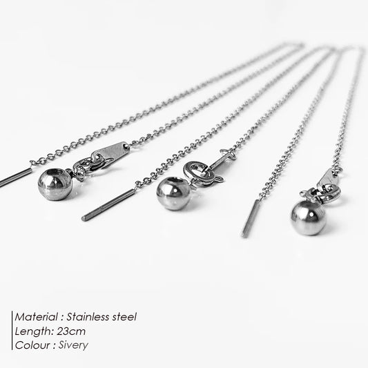 Modessie Silver Color Stainless Steel Anklet Adjustable Simple Chain Women's Fashion Gift 23CM  Dainty Chain  Anklet