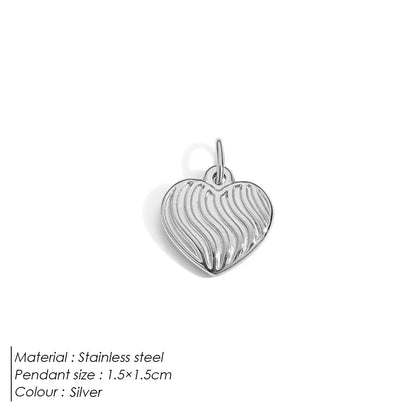 Modessie New Fashion Three-dimensional Tassel Heart Charm Pendant Stainless Steel Gold-Plated Necklace Homemade Accessories