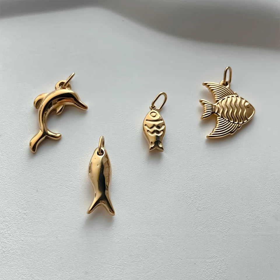Modessie Fashion Marine Animals Charms Shell Fish Tail Hippocampus Japonicus Stainless Steel Pendants For Jewelry