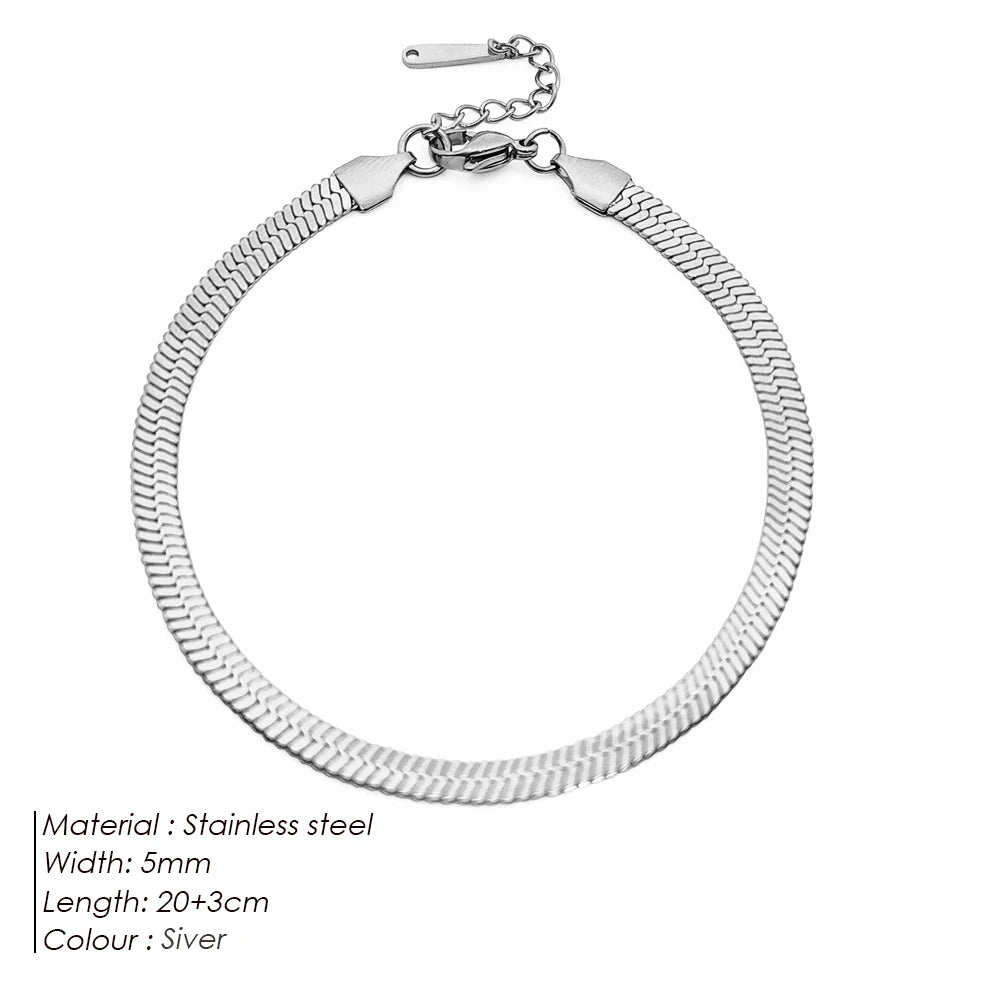 Modessie Snake Chain Anklet for Women/Men Girls Beach Chain Ankle Gifts Stainless Steel Not Allergic