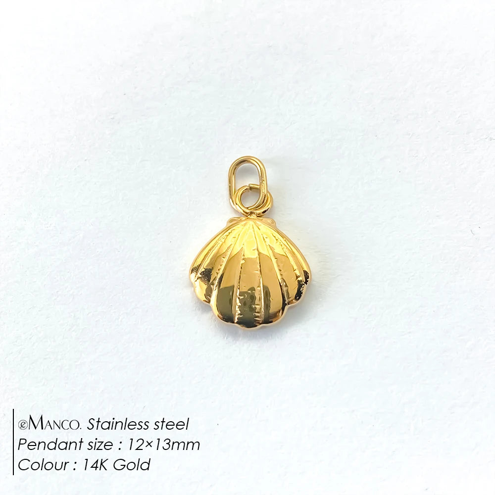 Modessie Fashion Marine Animals Charms Shell Fish Tail Hippocampus Japonicus Stainless Steel Pendants For Jewelry