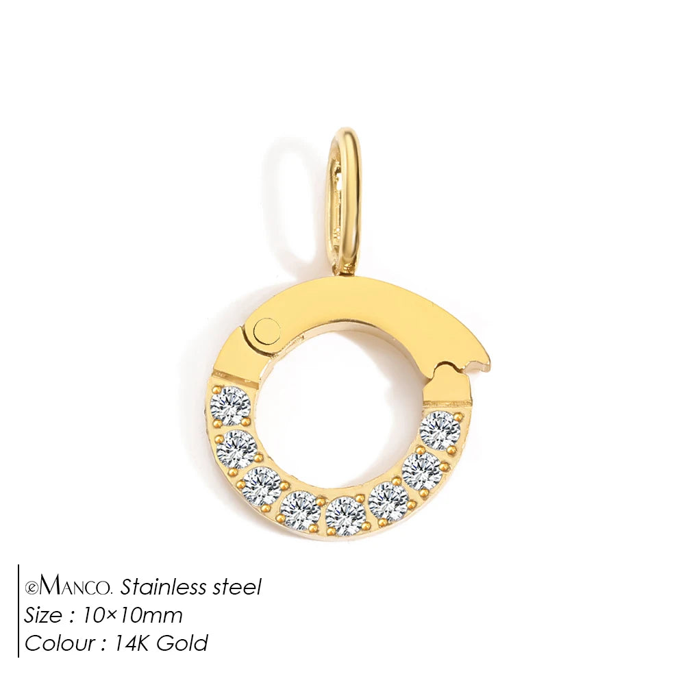 Modessie Stainless Steel Round Zirconia Heart Shape Mirror Polished Clasp for DIY Necklaces Bracelet Making