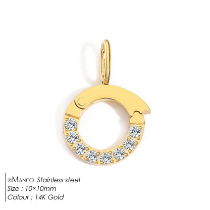 Modessie Stainless Steel Round Zirconia Heart Shape Mirror Polished Clasp for DIY Necklaces Bracelet Making