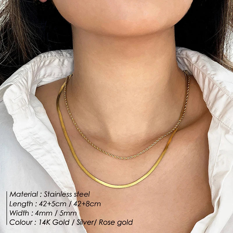 Modessie Multi Layered Choker Necklace for Women Stainless Steel Necklace Women Statement Pendant Necklace Jewelry 4 Pcs