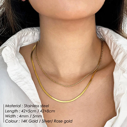 Modessie Multi Layered Choker Necklace for Women Stainless Steel Necklace Women Statement Pendant Necklace Jewelry 4 Pcs