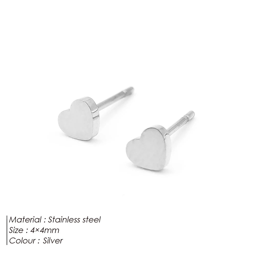 Modessie Golden Heart Earrings Set Stainless Steel Stud Piercing Earrings  Minimalist Style for Women's Jewelry
