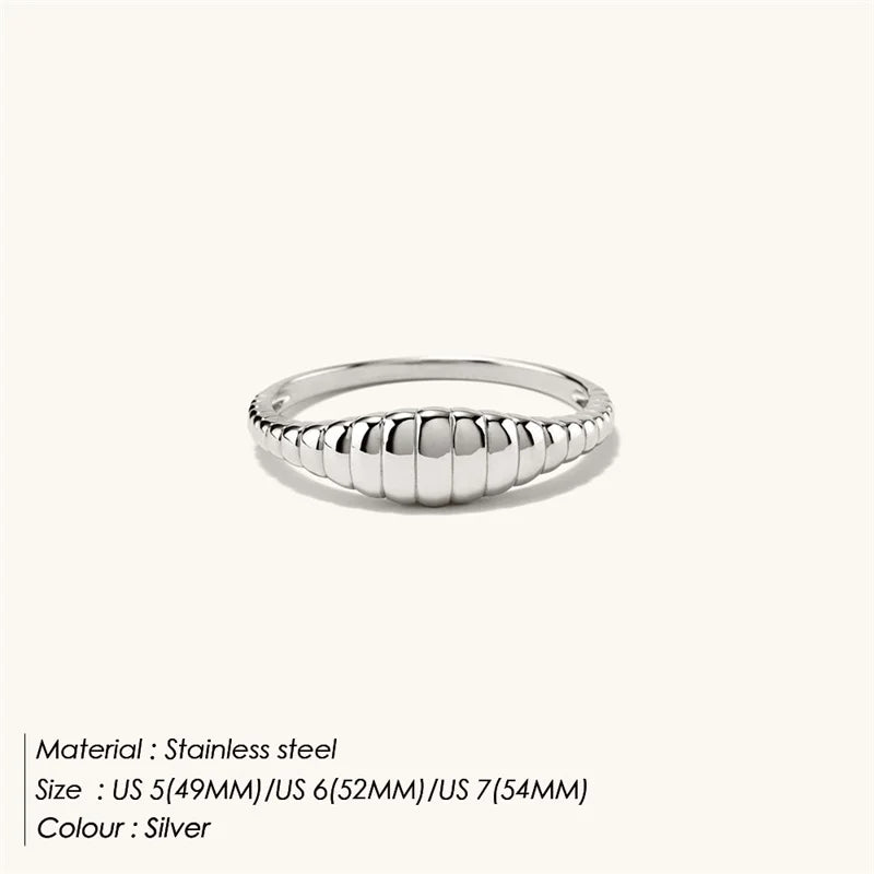 Modessie Simple Fashion Style Texture Ring Stainless Steel Tail Ring
