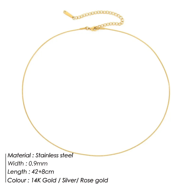 Modessie Snake Chain Choker Stainless Steel Necklace Minimalist Collar For Women Man Jewelry