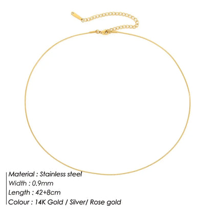 Modessie Snake Chain Choker Stainless Steel Necklace Minimalist Collar For Women Man Jewelry