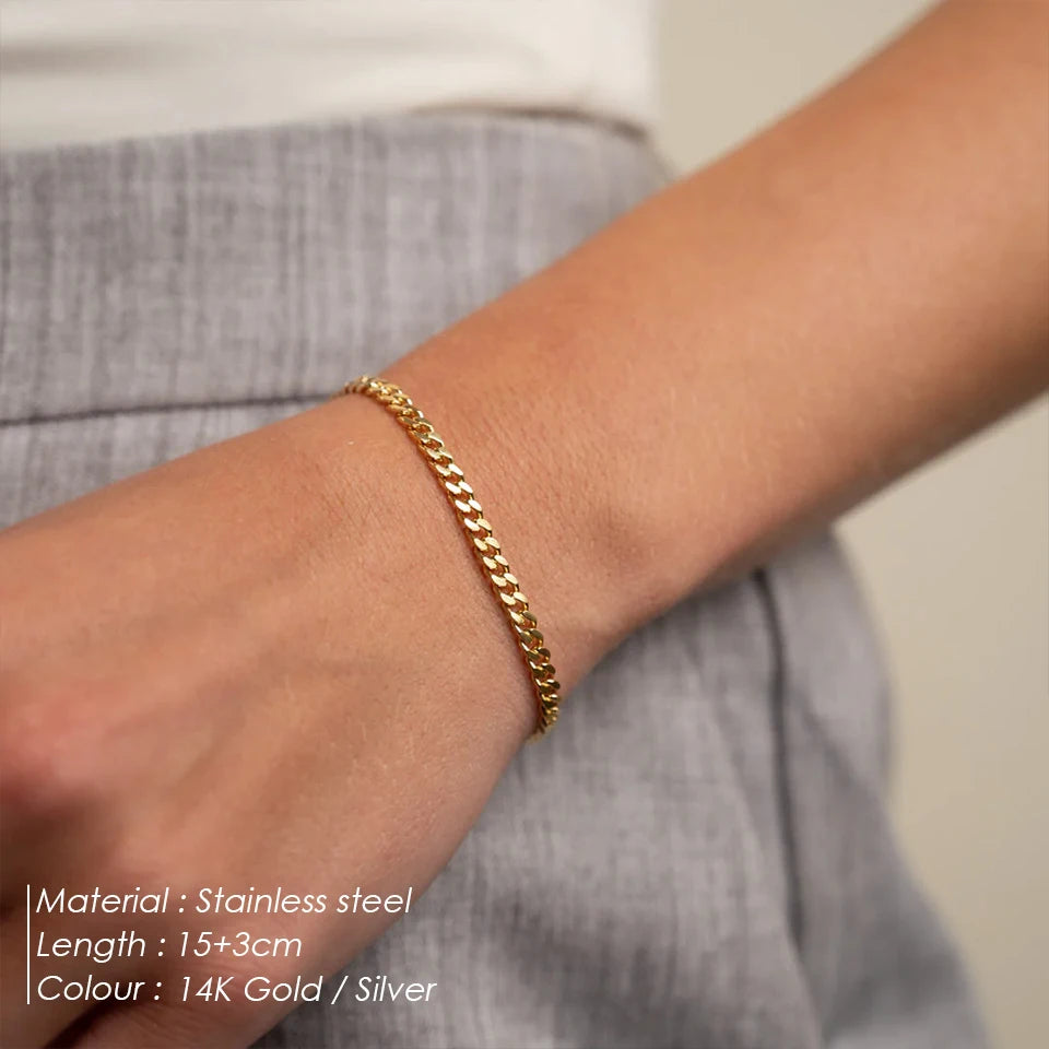 Modessie Classic Cuban Chain Gold-Plated/Silver-Plated Men's Bracelet Stainless Steel Upgraded Lobster Clasp Adjustable