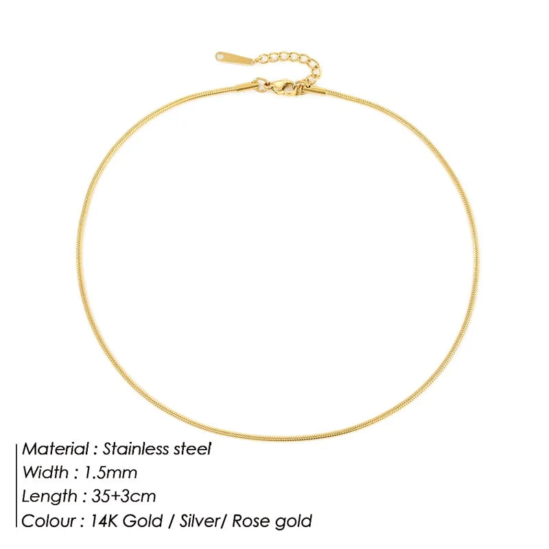 Modessie Snake Chain Choker Stainless Steel Necklace Minimalist Collar For Women Man Jewelry