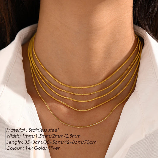 Modessie Snake Chain Choker Stainless Steel Necklace Minimalist Collar For Women Man Jewelry