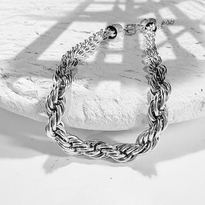 Modessie Silver Color Rope Chain Link Anklets Stainless Steel for Women Foot Accessorie Summer Beach Barefoot Sandals Bracelet