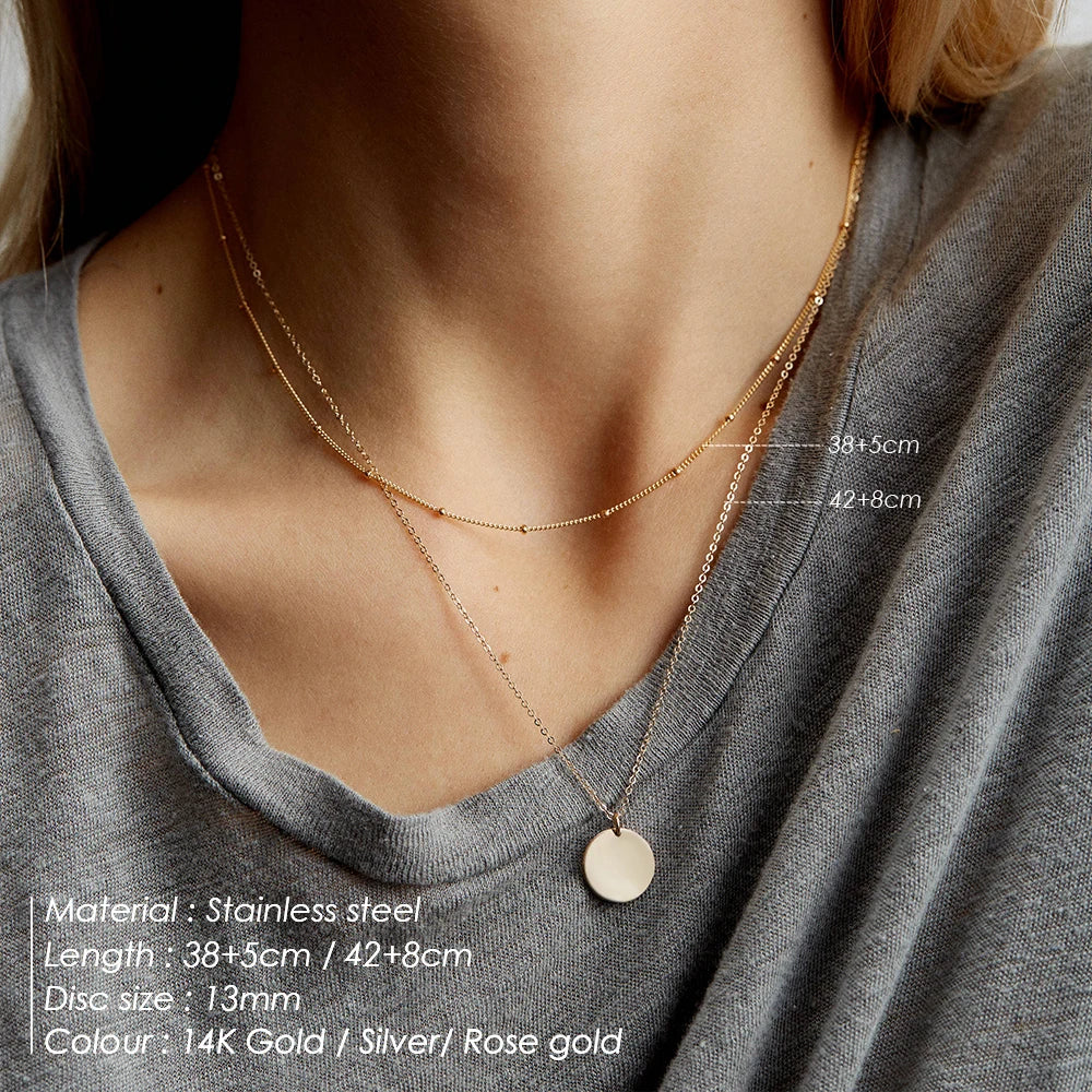 Modessie 3pcs Separated Stainless Steel Layered Necklace Women Pendant & Choker & Chain Necklace Set Fashion Jewelry