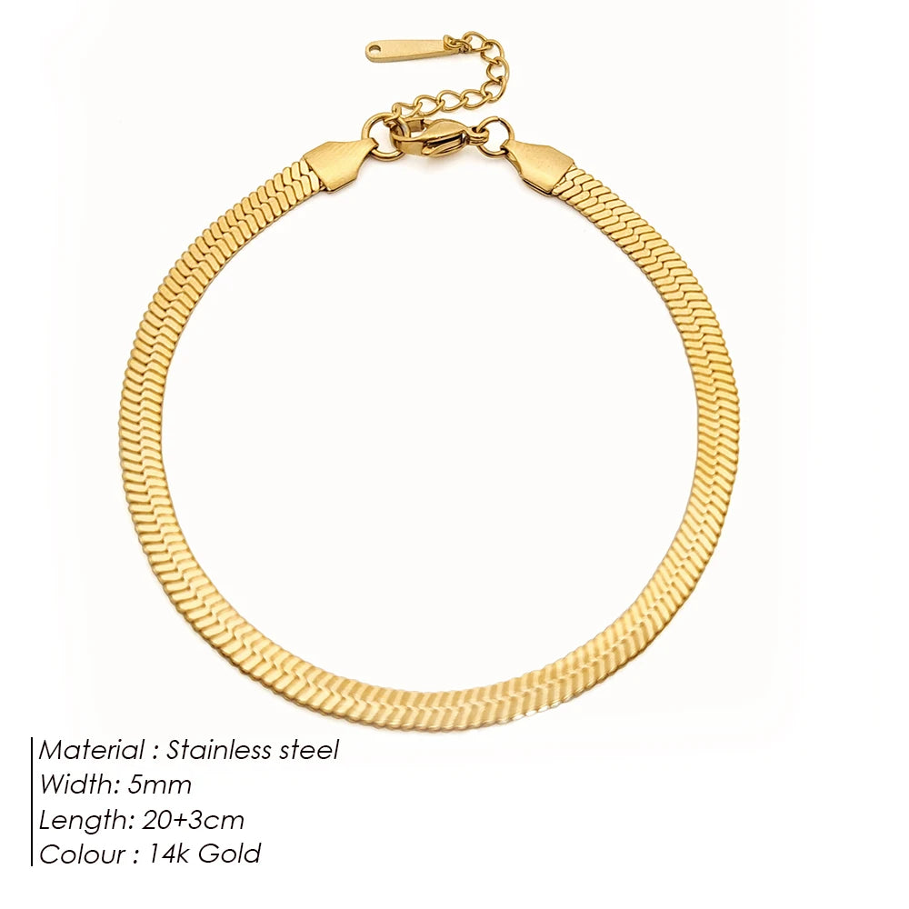 Modessie Snake Chain Anklet for Women/Men Girls Beach Chain Ankle Gifts Stainless Steel Not Allergic