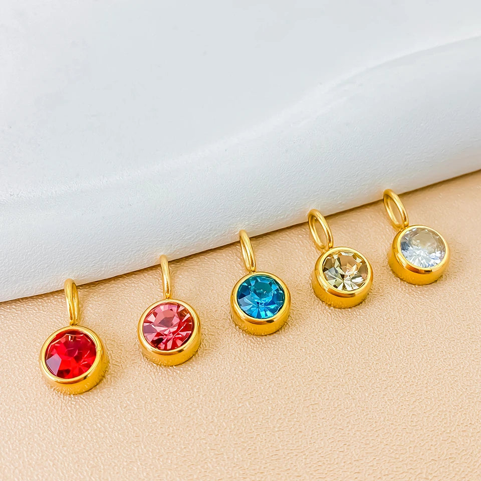 Modessie 12 Color Birthstone Pendant Month Zirconia Necklace Color Stone Accessories Birthday Gift