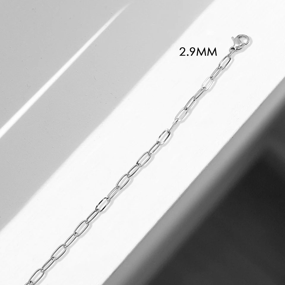 Silver Color Fine Chain Necklace For Women Stainless Steel  Fashionable  Link chain Minimalist Jewelry Gifts Hot Selling
