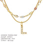 Modessie Double Stainless Steel Round Snake Chain Necklace Light Luxury Zirconia Alphabet Pendant A-Z High-end Fashion Jewelry