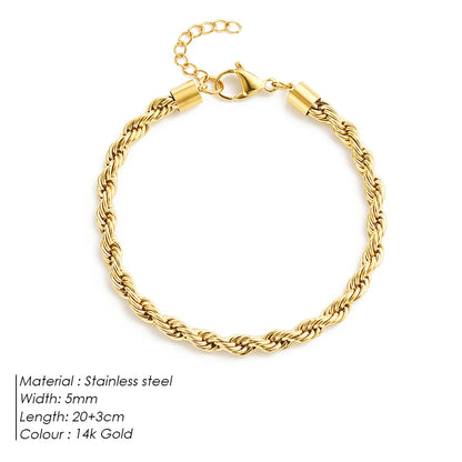 Modessie Rope Link Anklets Stainless Steel for Women Foot Accessorie Summer Beach Barefoot Sandals Bracelet Ankle Gifts