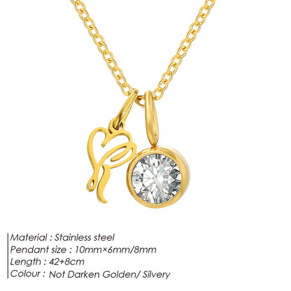 Modessie Light Luxury  Necklace Artistic Initials A-Z Pendant Ladies Minimalist Jewelry Gifts Stainless Steel Jewelry