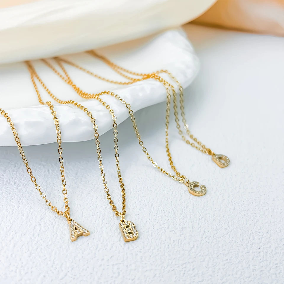 Modessie Stainless Steel Flat Snake Chain Initial Necklace Name Customized Choker Necklace Women's Jewelry