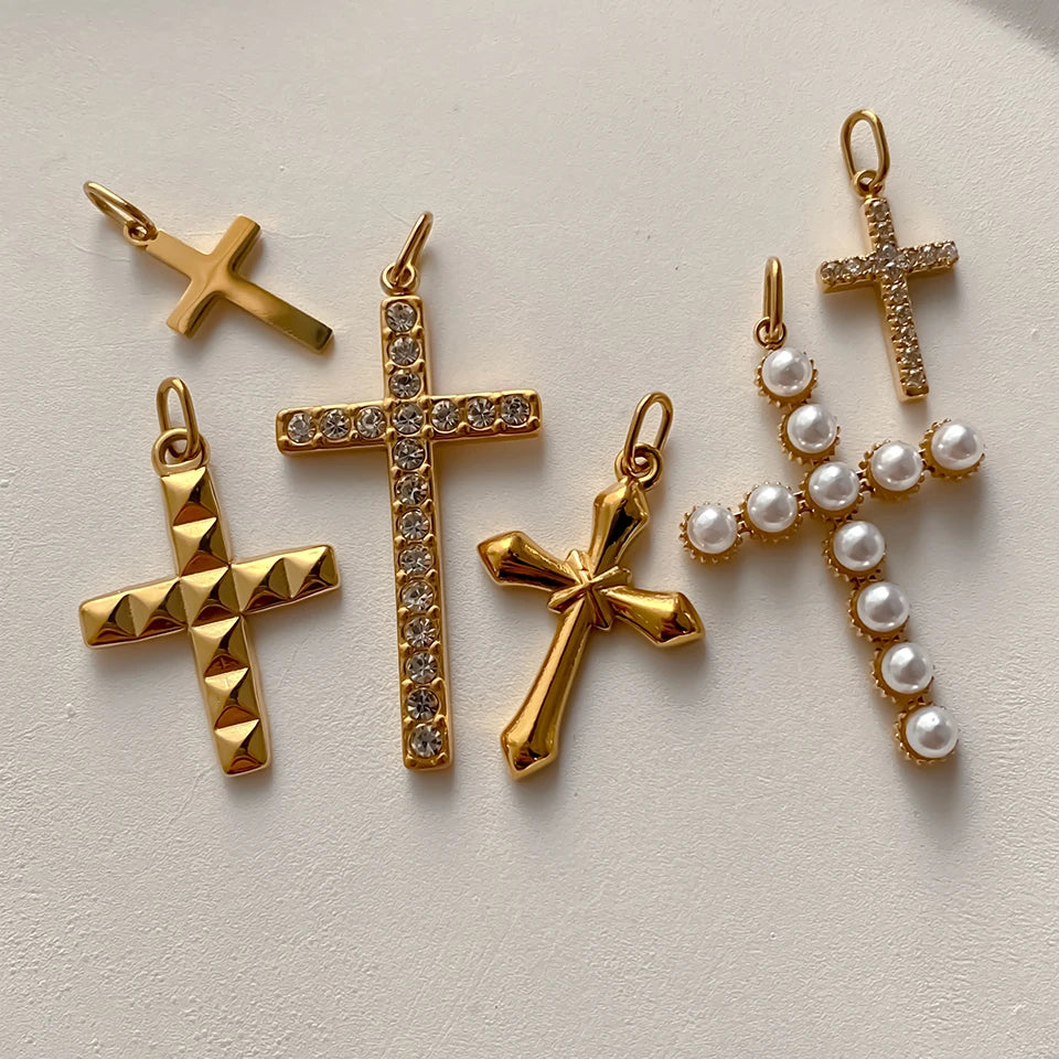 Modessie Stainless Steel Cross Charm Pendants For Bracelet Necklace Jewelry Accessories Diy Jewelry Making