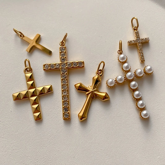 Modessie Stainless Steel Cross Charm Pendants For Bracelet Necklace Jewelry Accessories Diy Jewelry Making